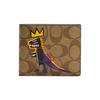 New Basquiat Collaboration 3 IN 1 Wallet Canvas With Leather 3 In 1 Card Holder Wallet Men's Brown C5442-QBE7V