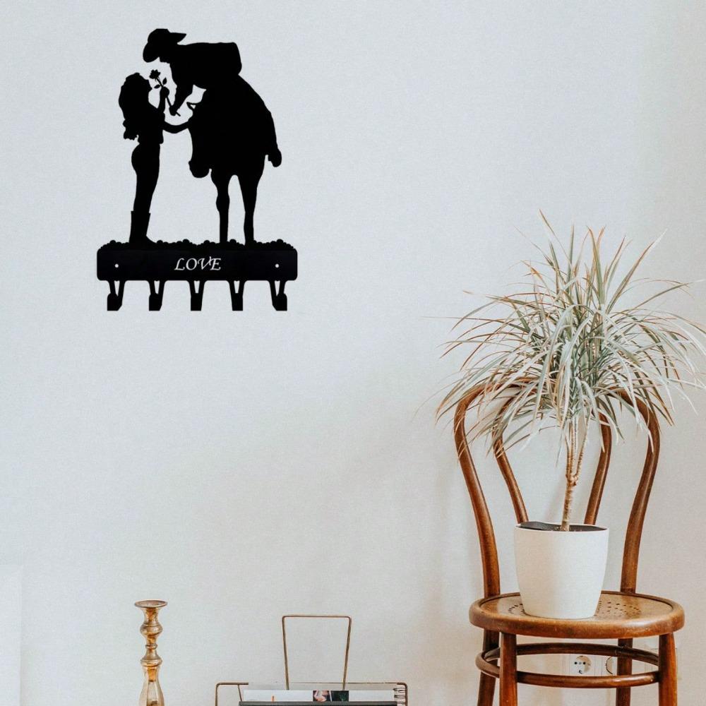 Metal Wall Hook Bohemian Home Decor Romantic Couple Key Holder Rustic Iron Hooks