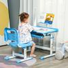 Scrivania e Sedia per Studio per Bambini con Altezza Regolabile, Contenitore, Cassetto, Blu