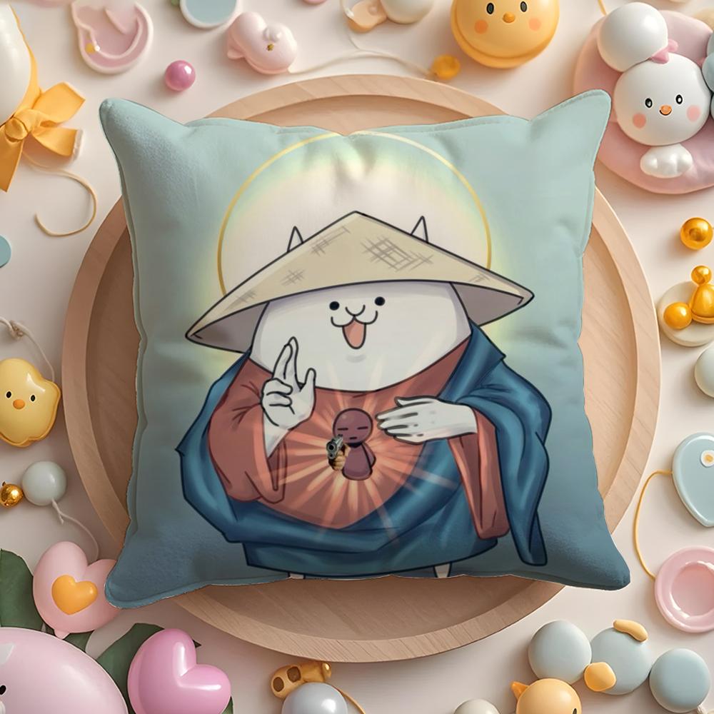 B-Battle Cats Anime Pillow Case Soft Plush Fabric Double-Sided Printed Cushion Cover Warm Winter Sofa Pillow Case