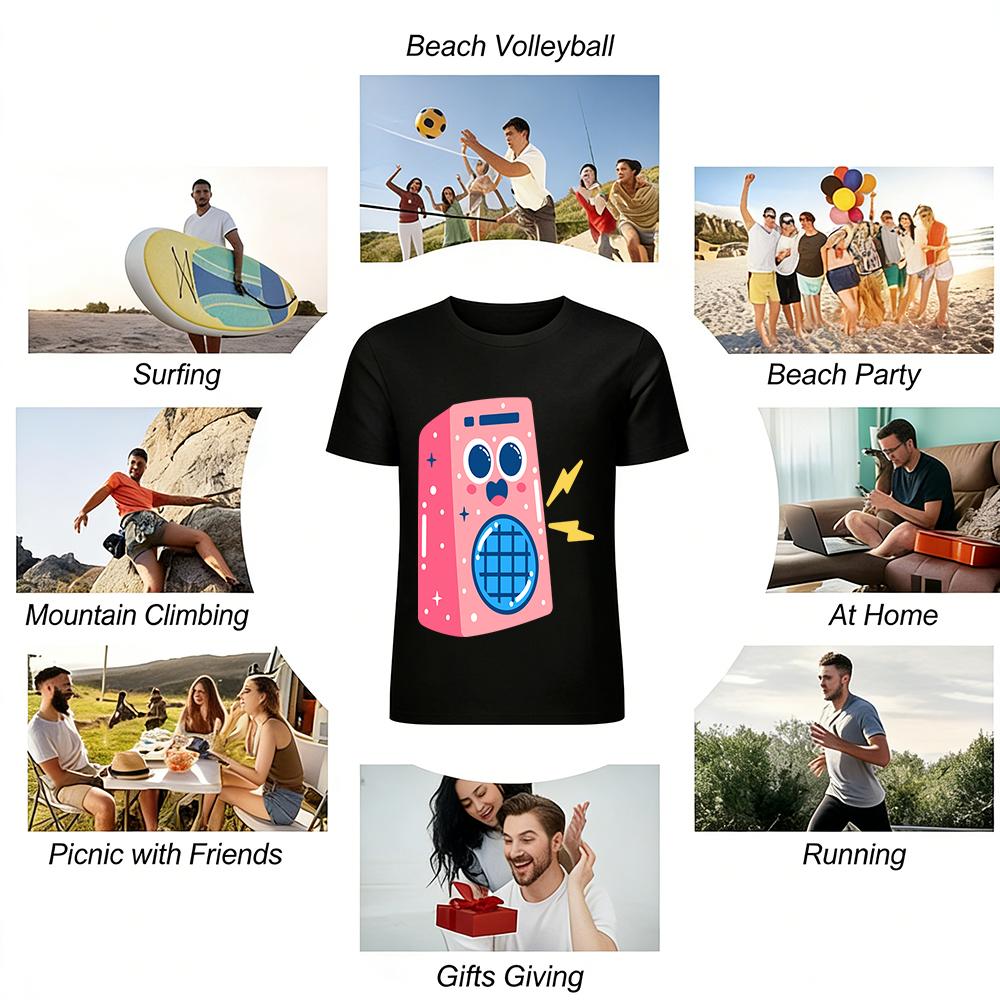 Vintage Radio Graphic T-Shirt For Adults Kids Casual Loose Fit Trendy Short Sleeve Top Pure cotton T-shirt