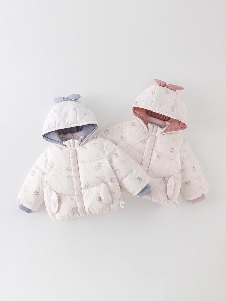 Stylish Hooded Down Jacket for Infant & Toddler Girls - Thickened Winter Coat with 90% White Duck Down