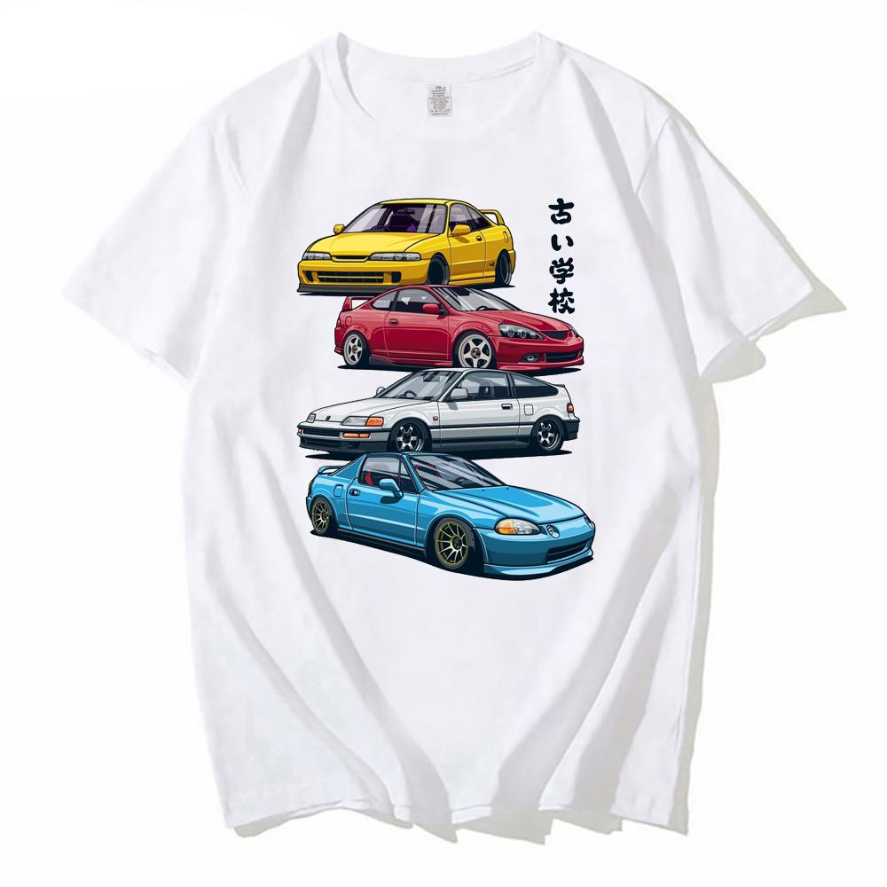 Fashion Men T-Shirts JDM Mix Sports 800 AE86 Cressida and Levin TE27 Print T-Shirt Boy Casual Tops