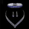 Blue Zircon Bridal Jewelry Set: Necklace, Earrings, and Bracelet (ZN010)