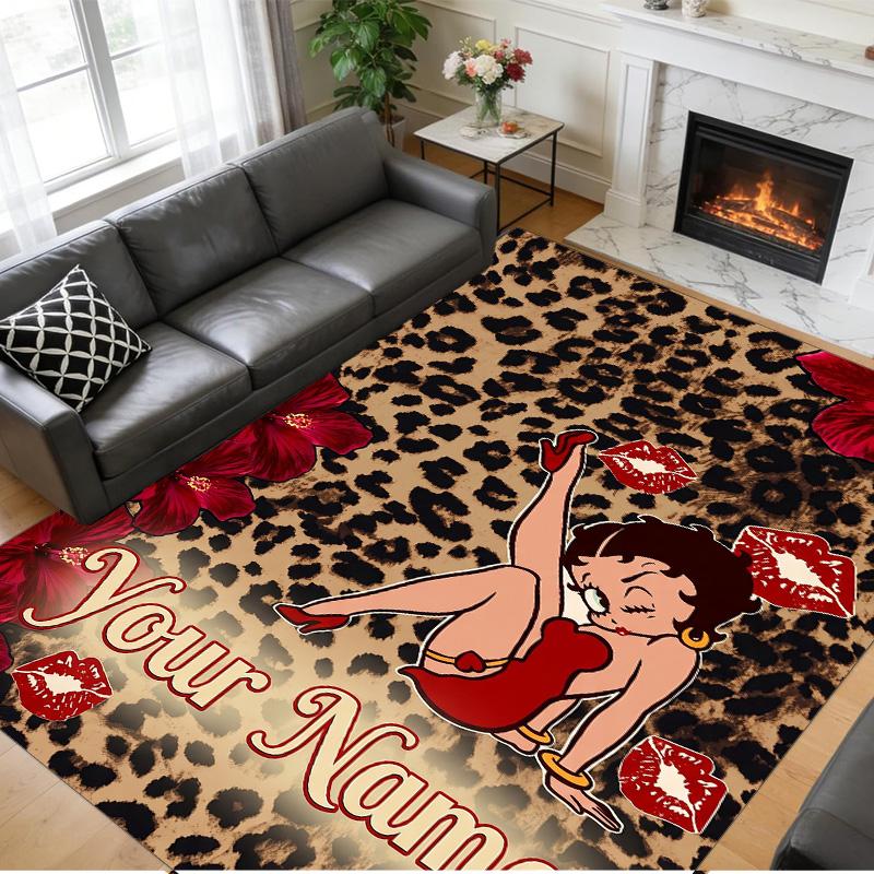 Crystal Velvet Rug Custom Name Text, Soft Non Slip Floor Mat Home DecorBetty Boop