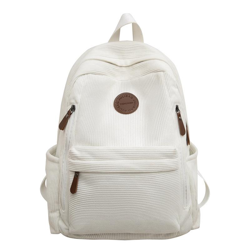 

Corduroy Large Capacity Backpack College High School Student Fashi Casual Travel Daypack