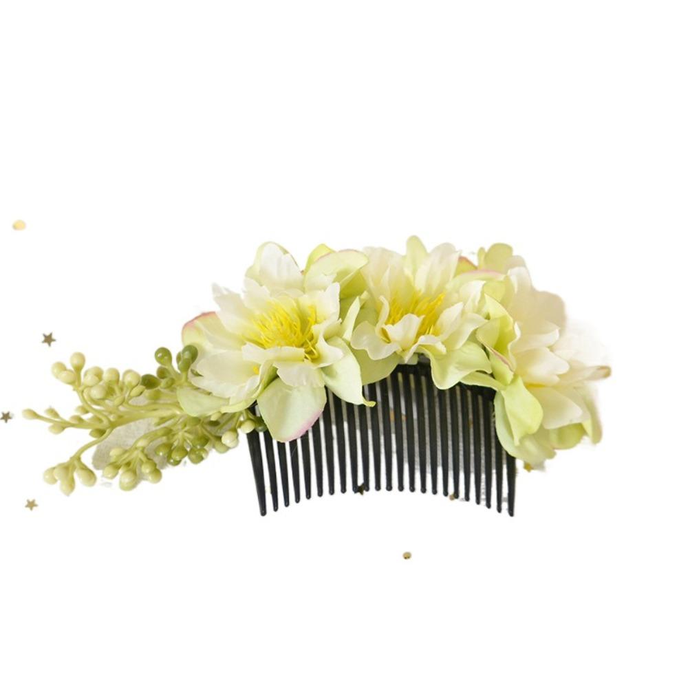 Multicolor Flower Hair Comb Cloth Thai Hair Comb Temperament Hair Accessories  performance clothing
