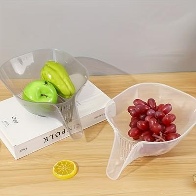 1pc Multifunctional Transparent Drainer Basket - Creative Dry & Wet Separation Plastic Vegetable Washing Basket, Fruit Basket, Mixing Basin