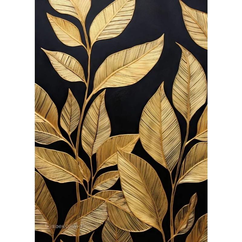Texture Noir et Or Diverses Feuilles Impression d'Affiche Peinture sur Toile Art Mural Moderne Image HD pour Salon Décoration de Maison Cadeaux