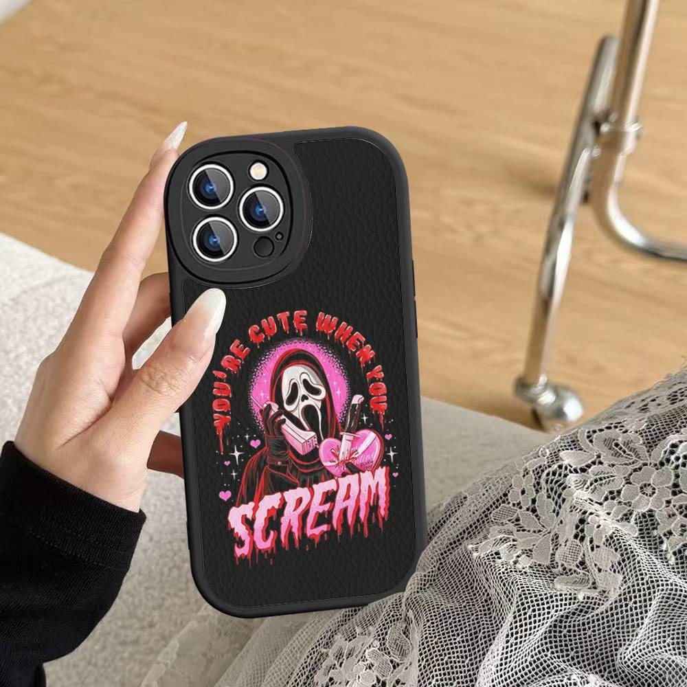 Ghost Face Art Scream Phone Case For IPhone 16 15 14 13 Pro Max 11 12 Plus Leather Silicone Cover
