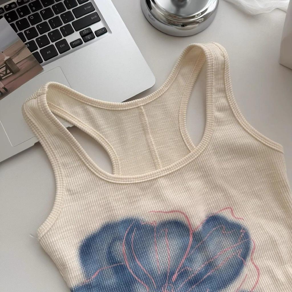 Blumenweste für Damen Design T-Shirts Ärmellose Träger-Tanktops Mädchen Y2K T-Shirts