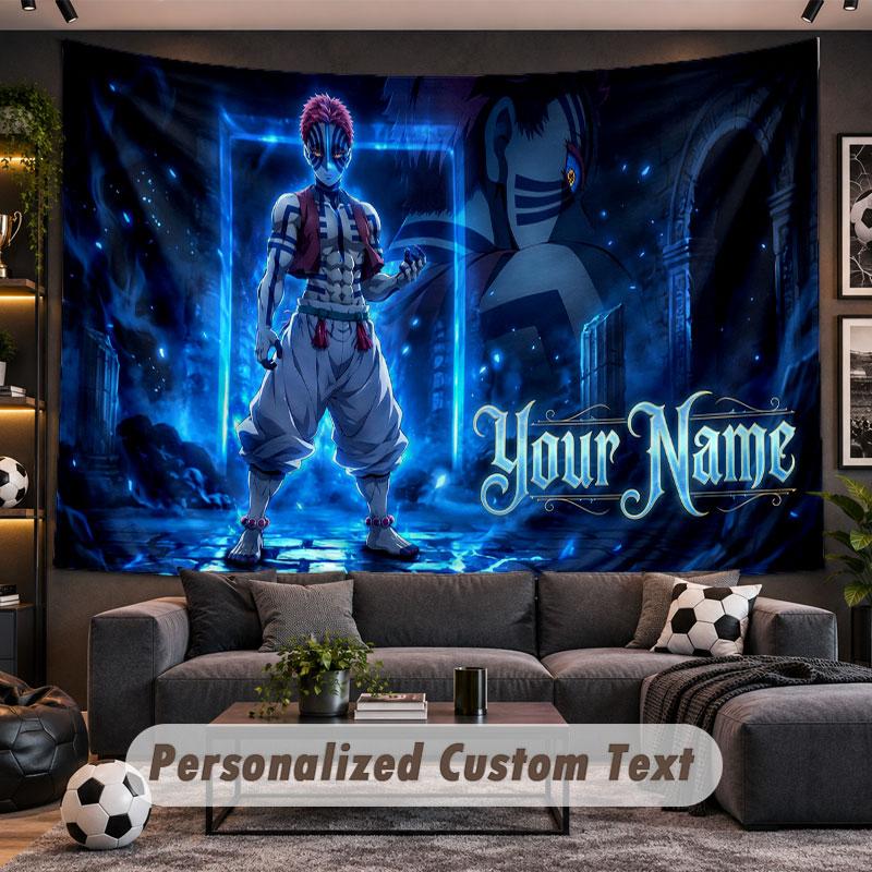 Wall Hanging Tapestry Custom NameDemon Slayer Pattern Personalized Printed Fabric Wall Decor