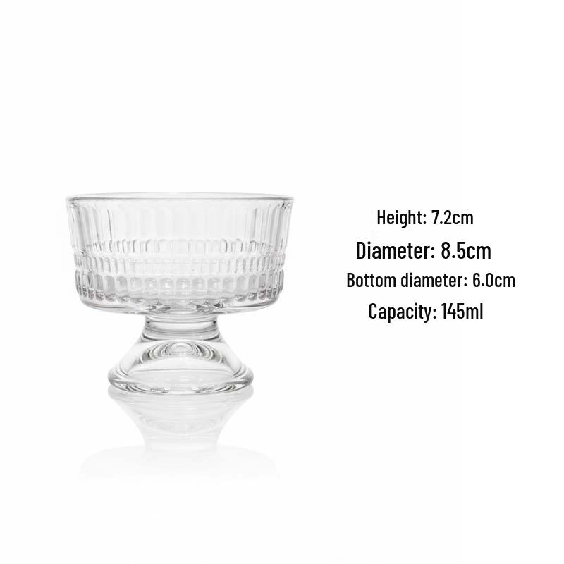 Low-Base Glass Cup for Ice Cream, Coffee, Yogurt, and Desserts