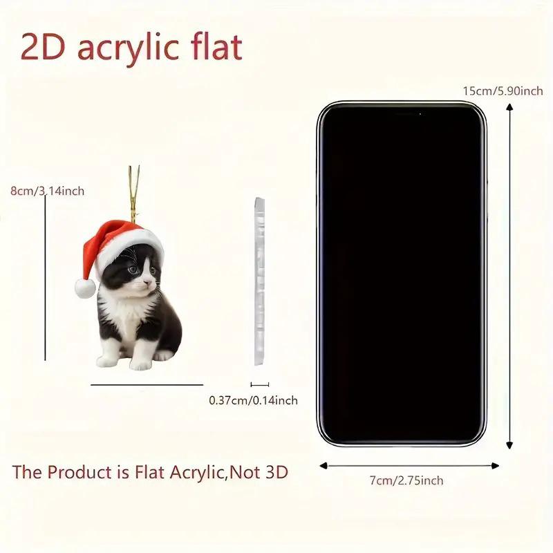 

Акриловая подвеска-котенок, рождественское украшение в виде шляпы для зеркала автомобиля или дома Standard