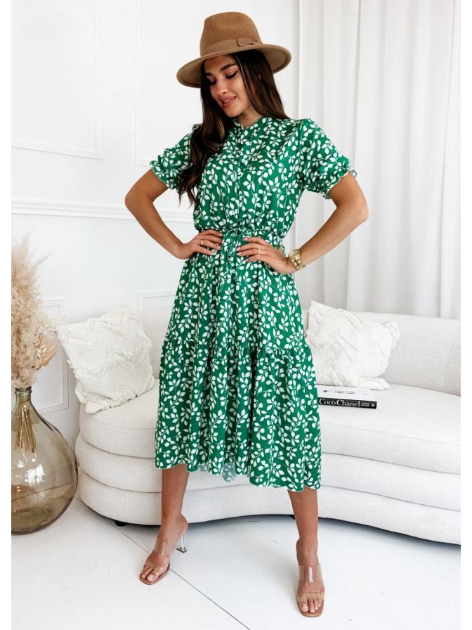 European & American Style Women's Printed Cinched Waist Swing Dress