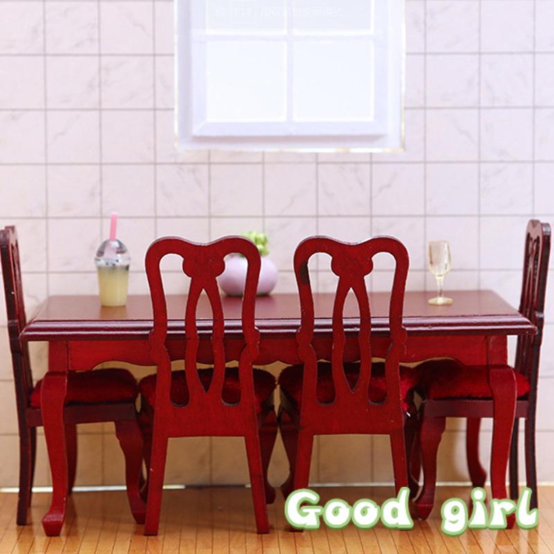 1 Piece Diy Accessories Miniatures Wooden Retro Simulation Dining Table Chair 1:12 Dollhouse Furniture Toy