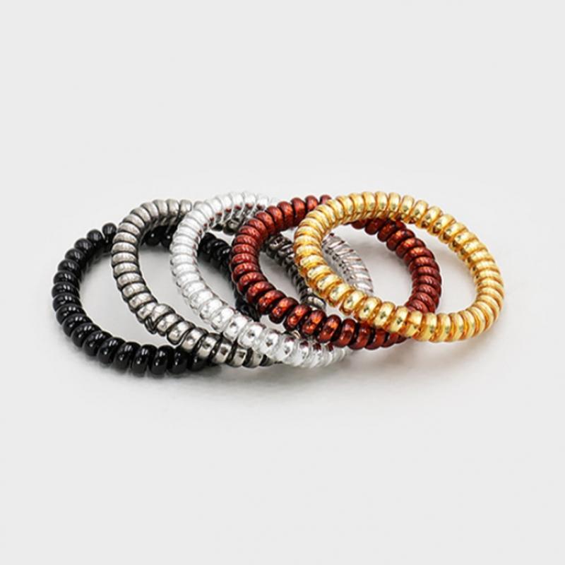 Daiso Thin Spring Color Hair Elastic Band  Pack Of 5