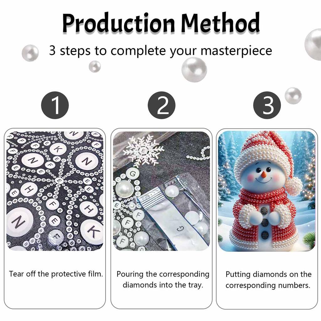 Christmas Pearl Painting Art Painting Kit Snowman Handmade Diy Home Decoration Painting