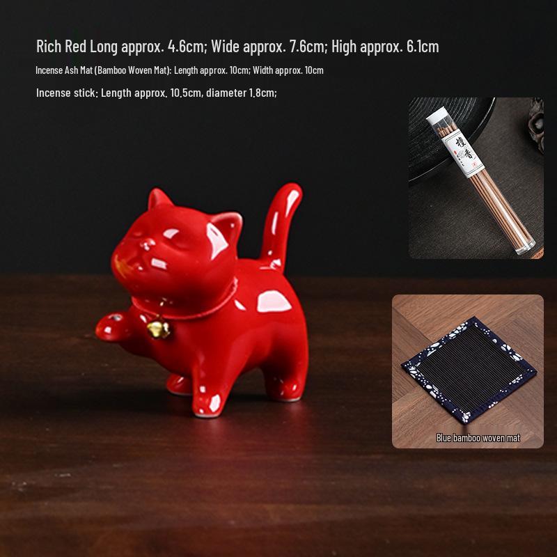 Ceramic Cat Incense Holder - Cute Aroma Burner for Home and Office