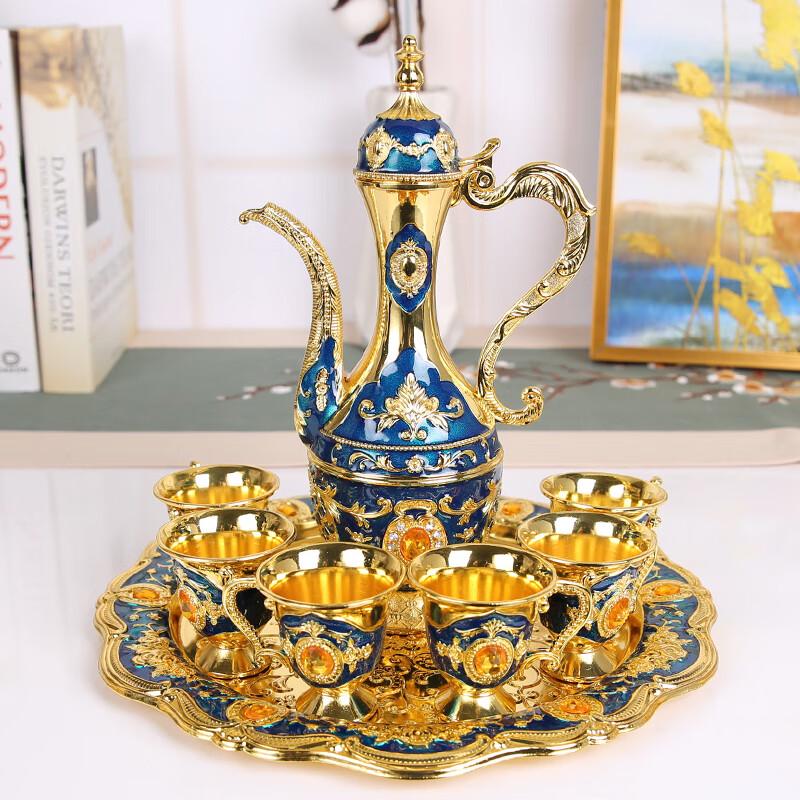 European Palace Style Metal Wine Decanter Set