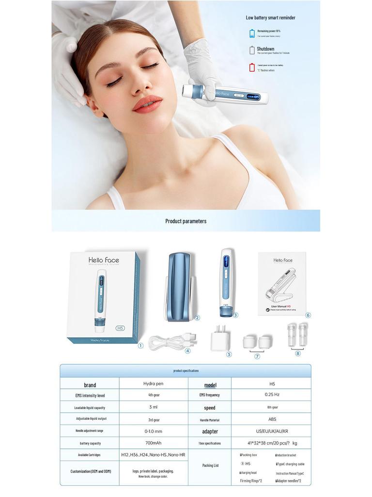 HelloFace H5 Nano Electric Water-Soluble Microneedle Instrument for MTS Beauty Care