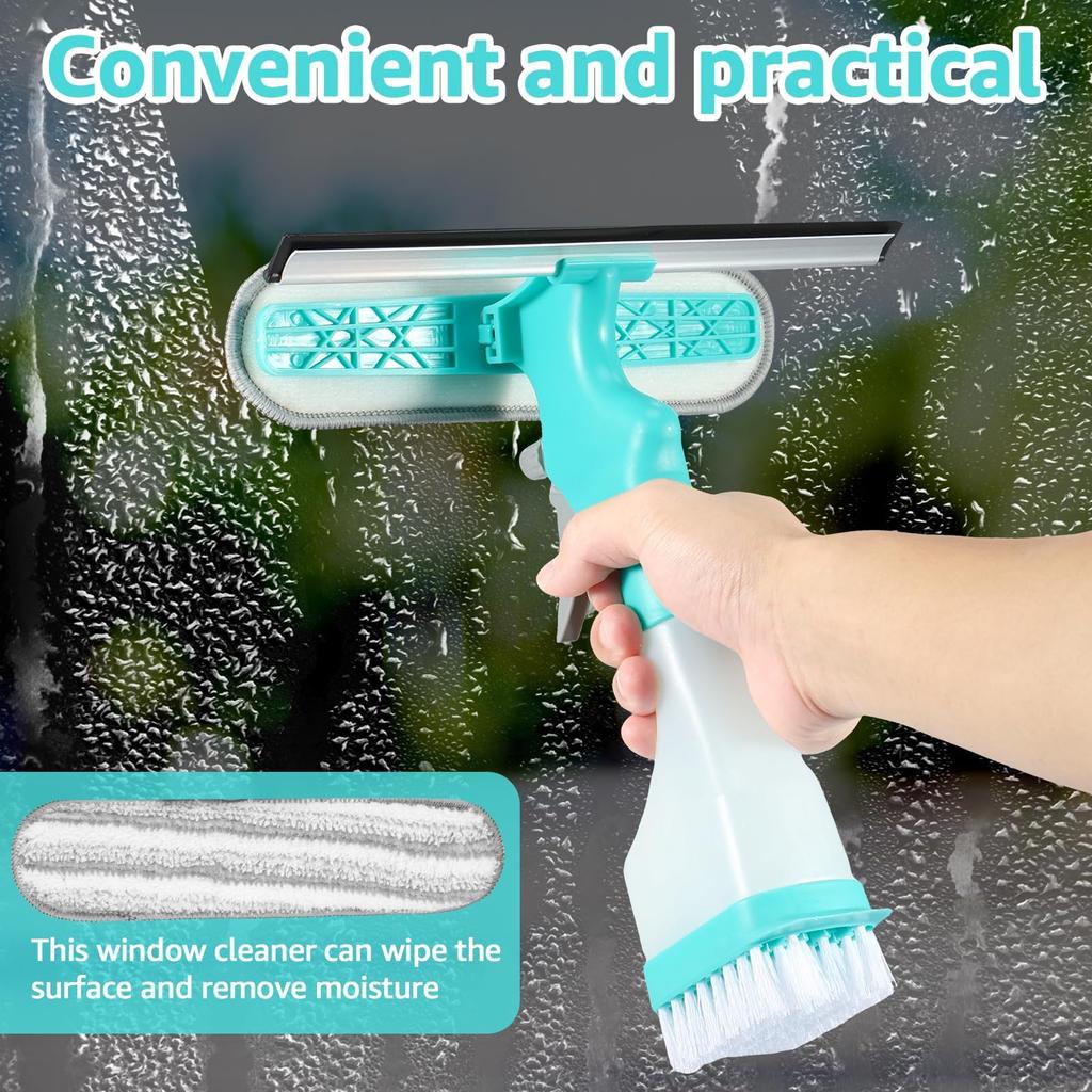 Professional Window Squeegee Kit - All-in-One Glass Cleaner Tool with Spray Bottle for  Mirror, Car Windshield & Countertops