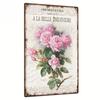 Vintage Rose Metal Tin Sign, Retro Wall Art for Home & Garden Decor, Rustic Pink Roses Design with Green Leaves and Butterflies