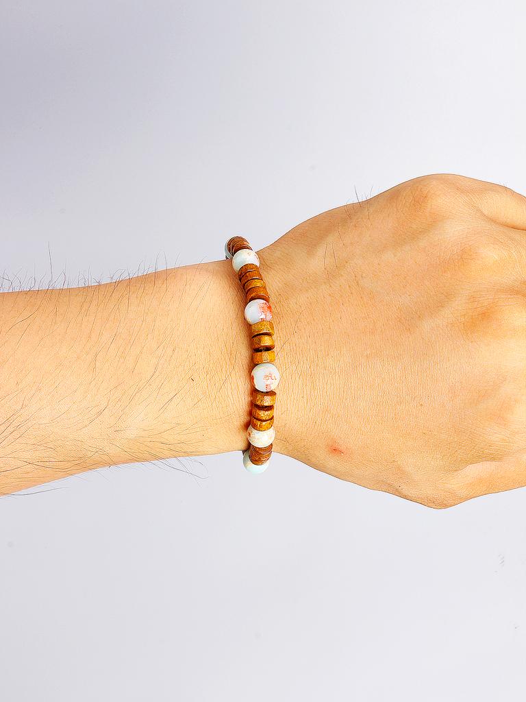 Healing Beaded Bracelet Natural Stone Vintage Yellow Wood Slice & Shoushan Stone Bead for Energy Reiki & Spiritual Charm Jewelry
