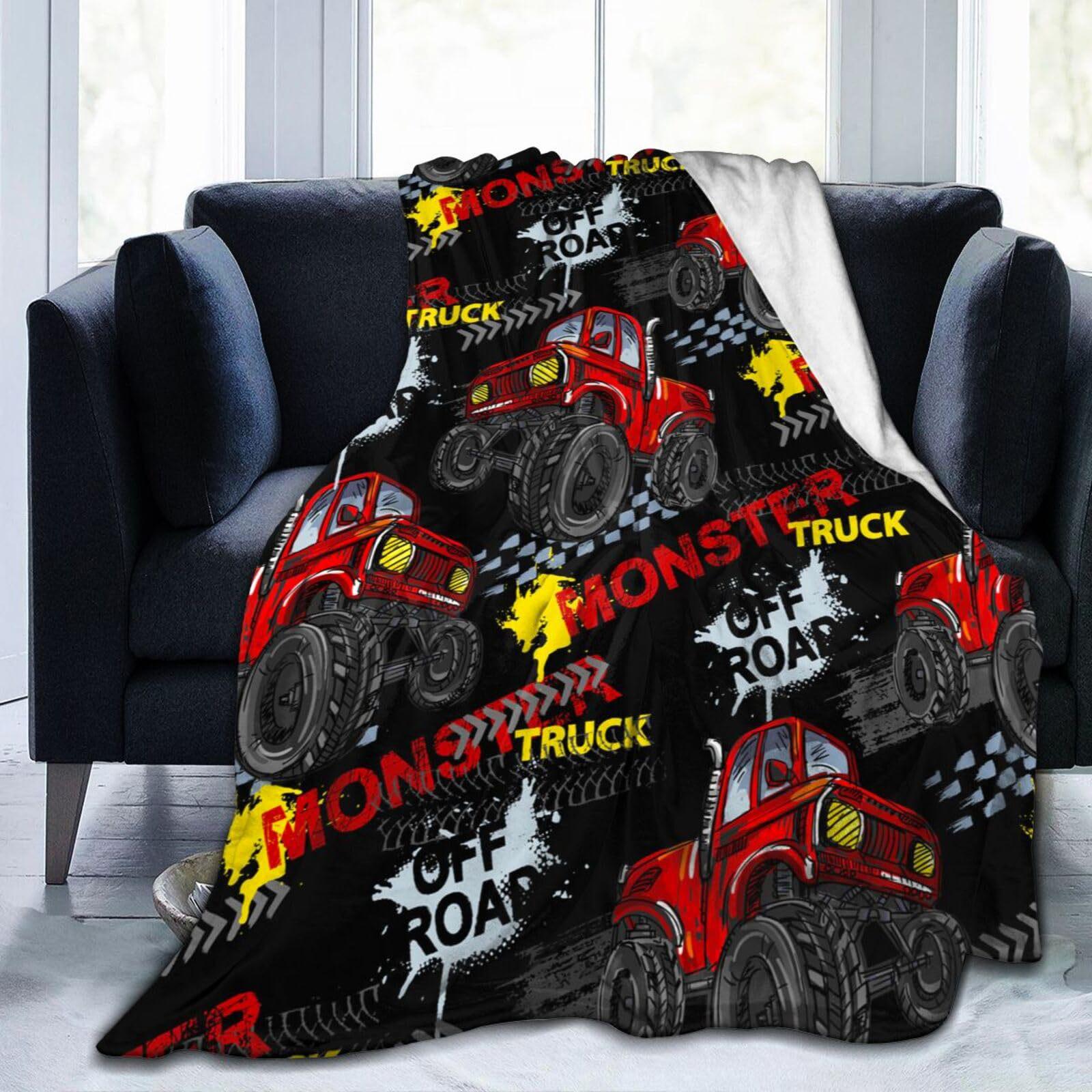 

Cool Monster Truck Printed Blanket for Sofa Bed Travel Camping Living Room Office Conditioning Blanket for All Seasons Gifts 75x90cm