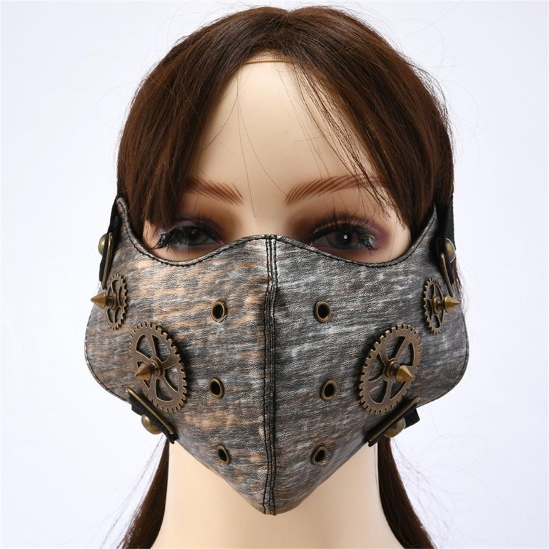 Motorcycle Gear Punk Mask For Men Adjustable Face Cover With Alloy Decors For Halloween Themed Parties Cosplay Event