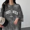 Korean Tie-Dye Slim Fit Letter Print T-Shirt Dress - Women's Summer 2024 Collection