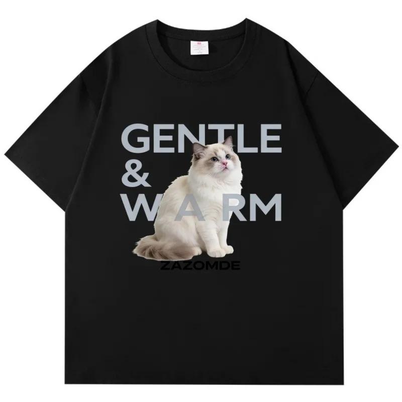 

Korean Style Cat T Shirt Cat Graphic Short Sleeve Casual Top Cat Lover Gift for Women Unisex Simple Black Minimalist 4XL
