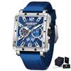 PAGANI DESIGN Men's Rectangle Quartz Watch Japan TMI VK64 Movt Luxury Sapphire Skeleton Stainless Steel Waterproof Reloj Hombre