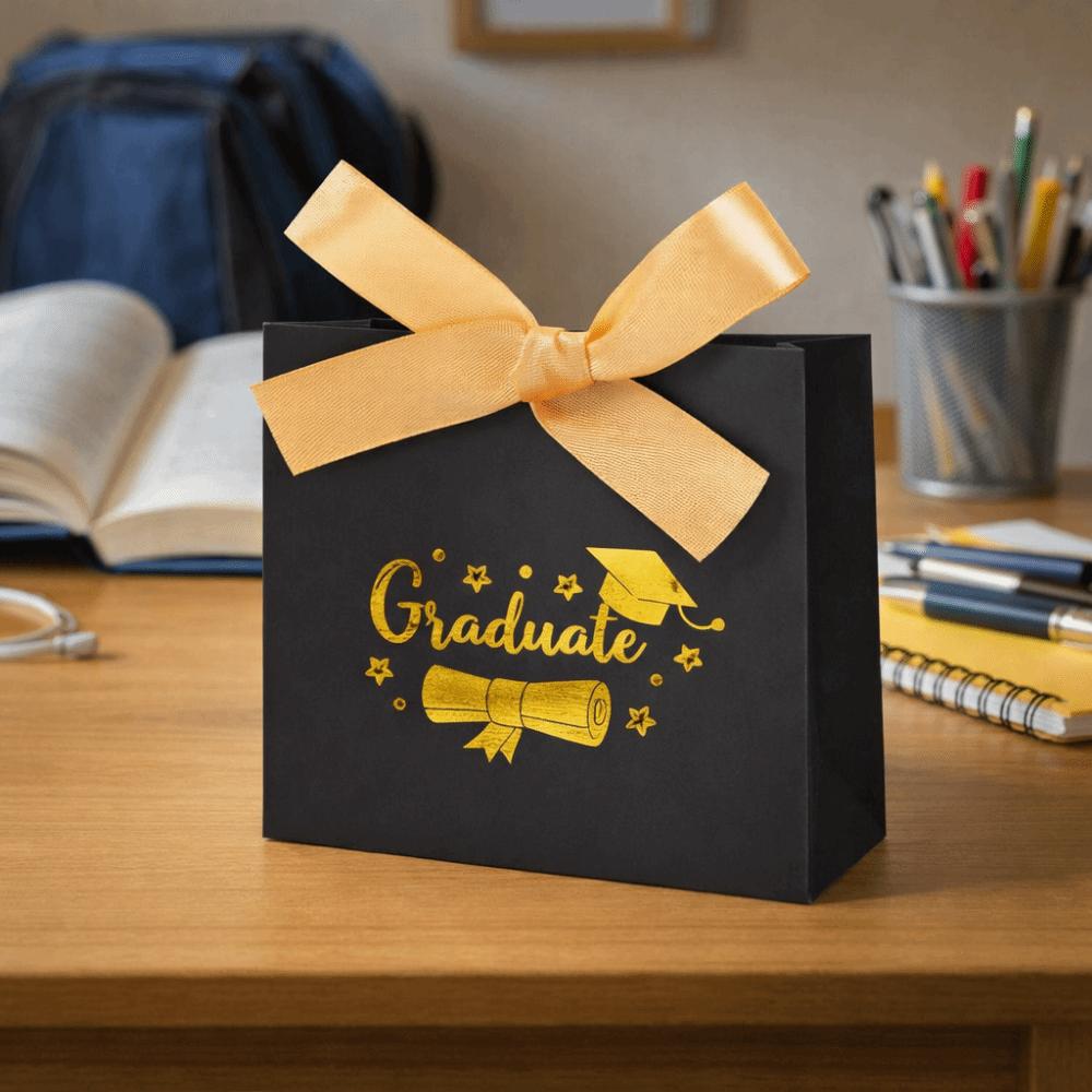 10Pcs Gilded Pattern Graduation Favor Bags Foldable Graduation Gift Box  Party Supplies