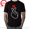 Koreanisches Fingerherz T-Shirt Herren KPop Koreanisches Finger-Liebeszeichen Grafikgedrucktes T-Shirt Hemd Mode Koreanische Herren-T-Shirts Oberteile Hemd