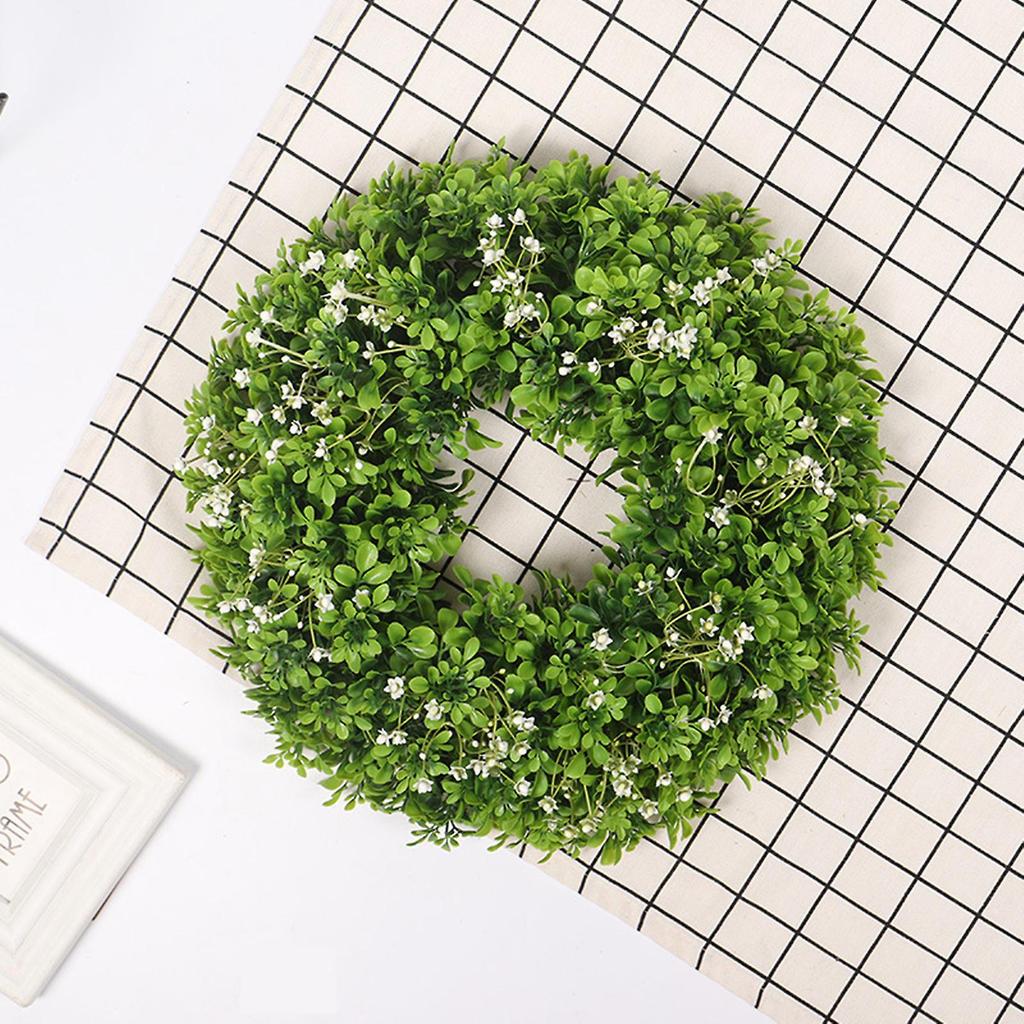 Green Leaf Wreath Decorative Door Wreath Artificial Spring Wreath Home Decoration 40x40x10cm