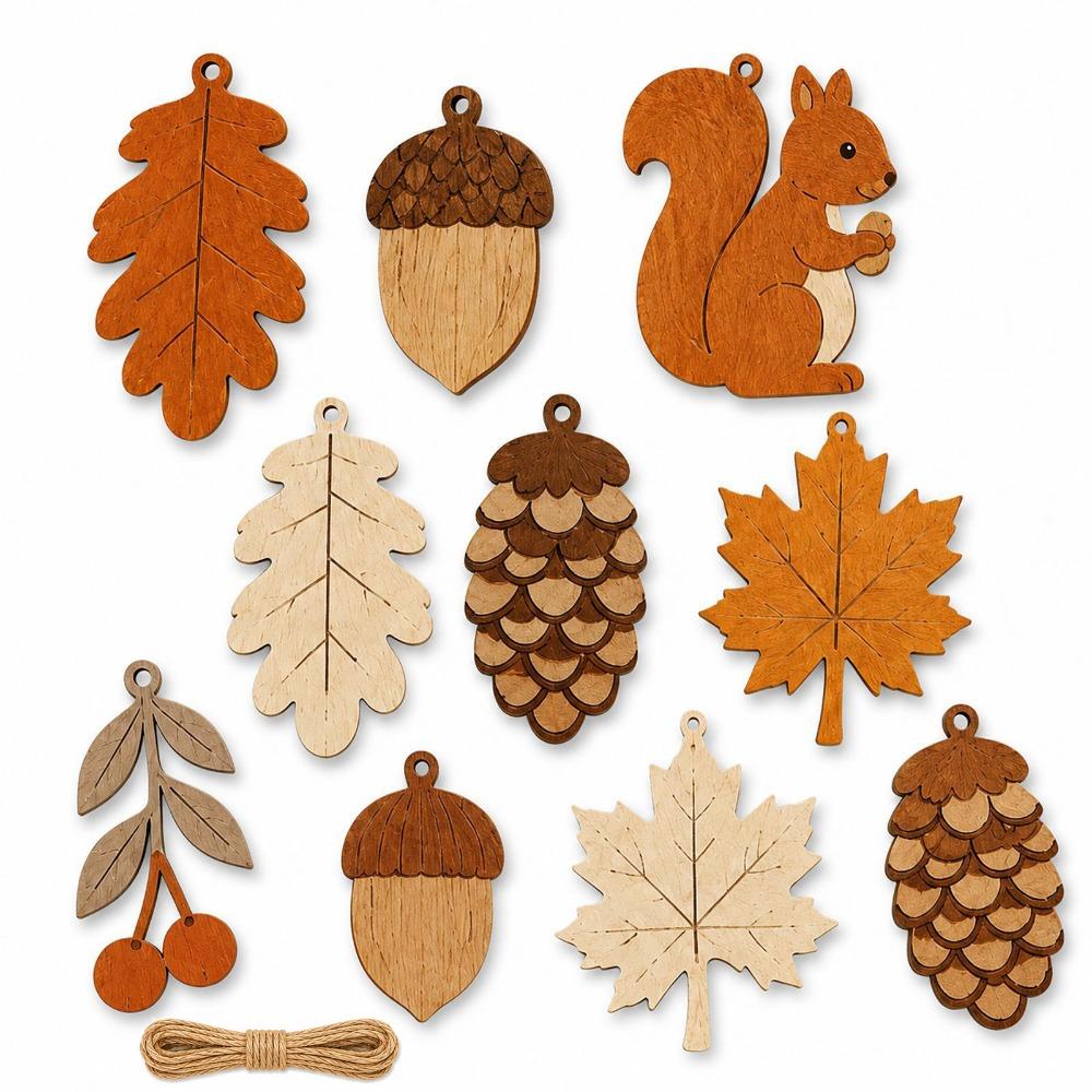 Multicolor Christmas Hanging Garland Leaves Nut Squirrel Wall Decoration Fall Winter Season