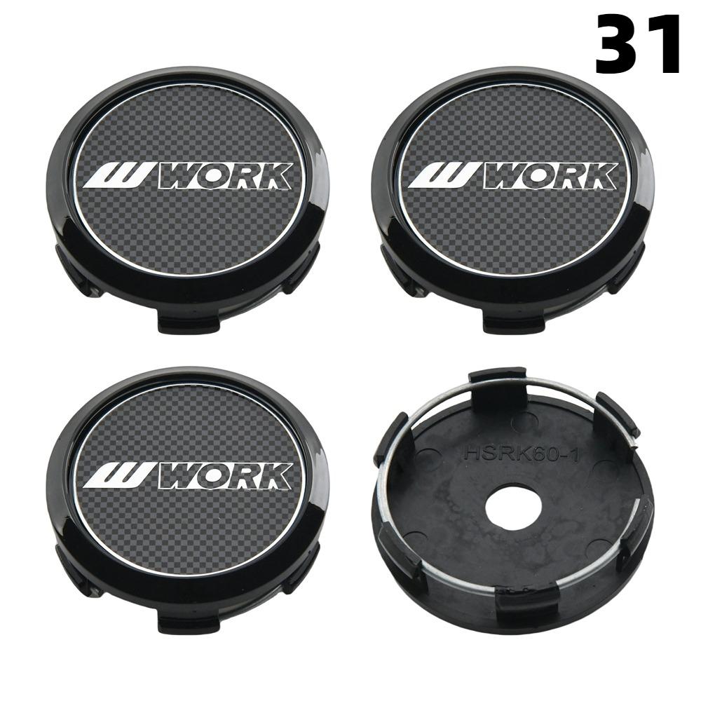 4PCS OD 60MM / ID 56MM Cap For Rims WORK EMOTION EQUIP MEISTER VS Emblem Wheel Center Cap Sport Car Logo Wheel Cover Hub Caps