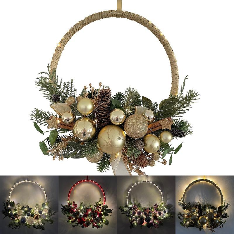 

Рождественский венок с огнями, имитация рождественского венка, подвесная дверь, окно, реквизит, изысканный высококачественный домашний декор