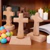 Standing Wooden Crucifix Statue Tabletop Religious Figurine Spiritual Christian Gift for Church Home Office Table Decor