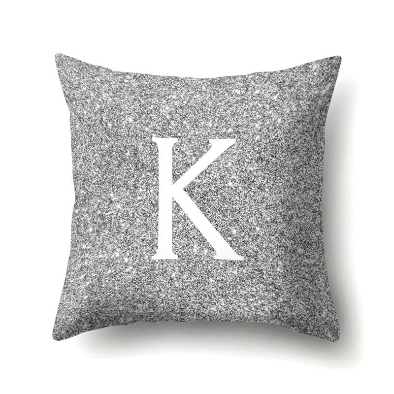 Polyester Pillowcase Automobile Decoration Home 26 English Letters Gray Dot Printed Sofa Bed Pillowcase