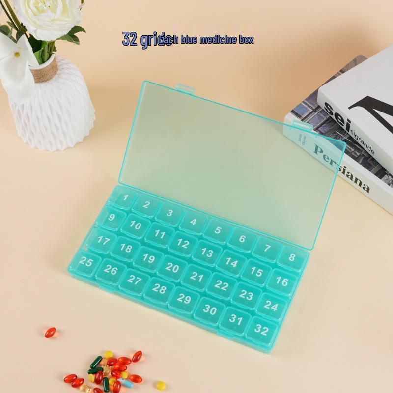 Large Capacity 32-Grid Monthly Pill Organizer Box