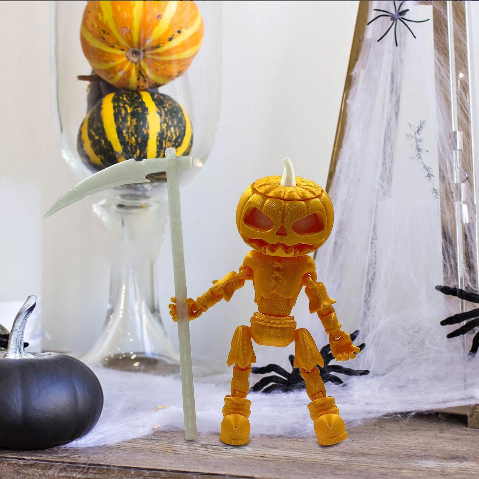 Украшения в виде черепов из тыкв на Хэллоуин с подвижными суставами и светящимися — фото 5