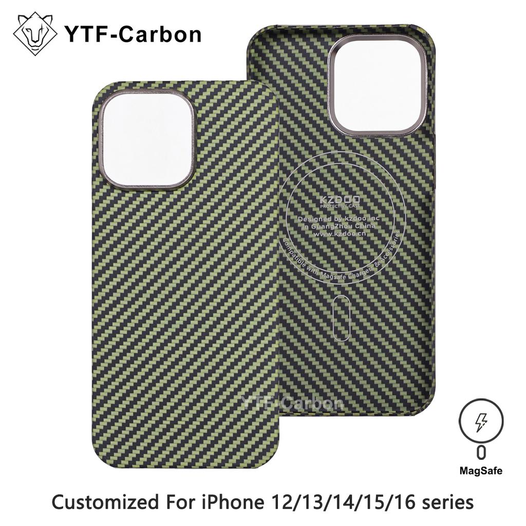 YTF For iPhone 12 Pro Max/13 Pro/14 Pro Max/15 Pro Max/16 Pro Max Genuine Carbon Fiber Aramid Case Ultra Thin Protective Cover