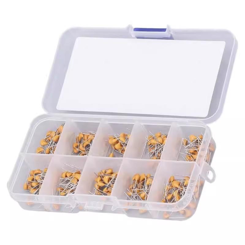 300pcs 10value 50v 10pf 20pf 30pf 47pf 56pf 68pf 100pf 1nf 10nf 100nf Monolithic Ceramic Capacitor Assortment Kit