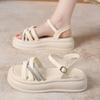 2025 Women's Shoes Wear Beach Shoes Summer Casual Sandals Women's Light Fashion Word with Thick-soled Cool Slippers