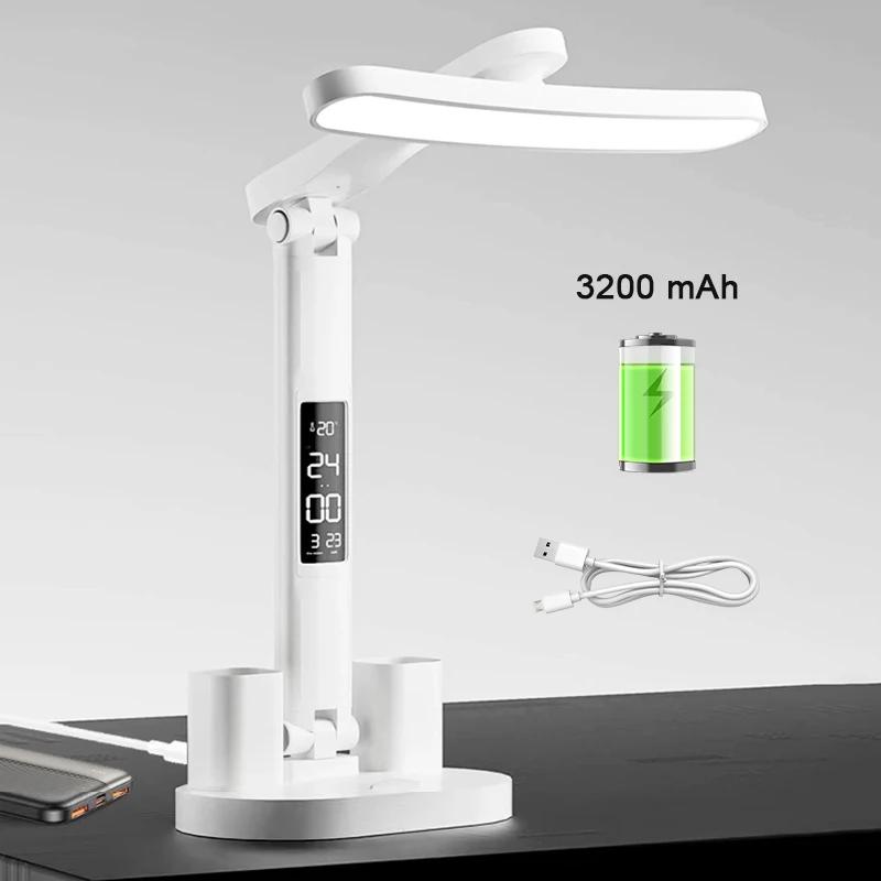 Hodiny LED Stolní lampa USB dobíjecí Stmívatelné Stolní světla Skládací Ochrana očí Stolní Pracovní stůl  Čtení  Noční světlo  Lampy