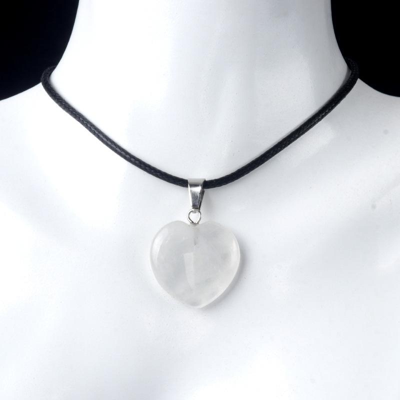 1 Stück Naturstein Herzform Anhänger Kristall Amethyste Heilkristall Halskette Damen Charme Herren Schmuck