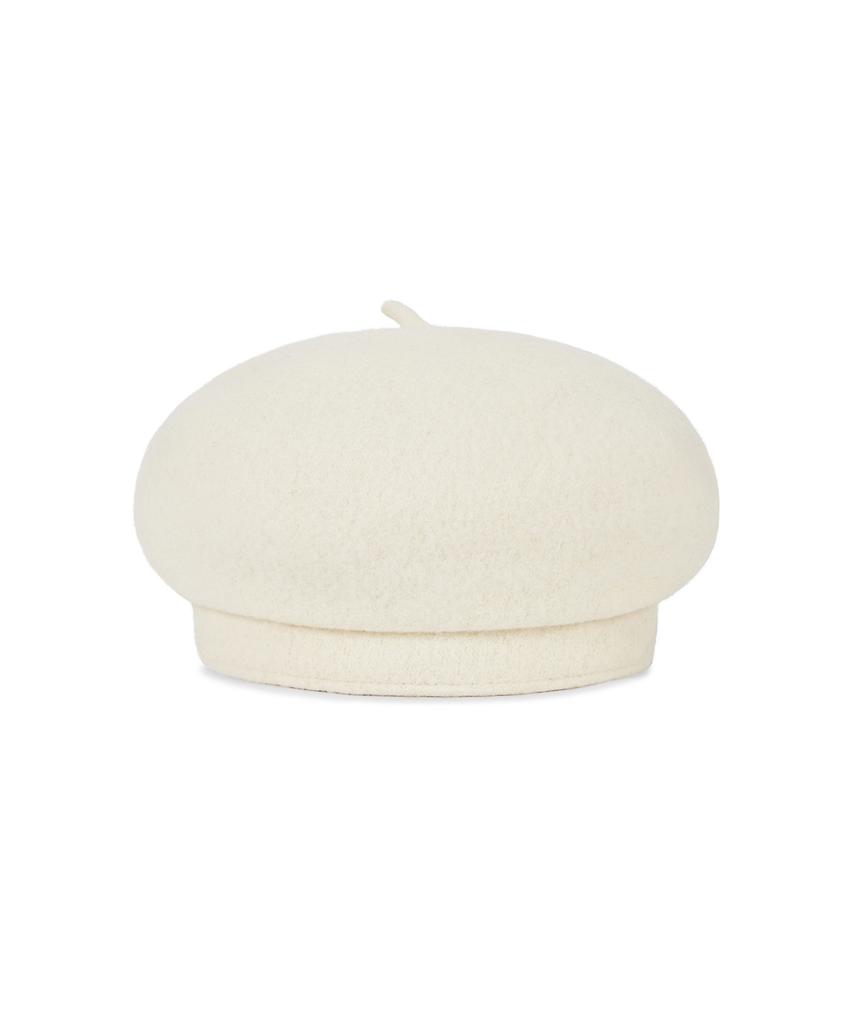Bajal Va Curved Oval Metallic Wool Beret Ivory