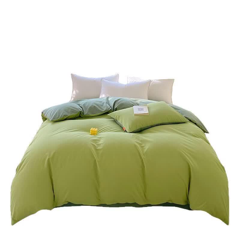 Simple Two-Tone Washed Cotton 4-Piece Bedding Set